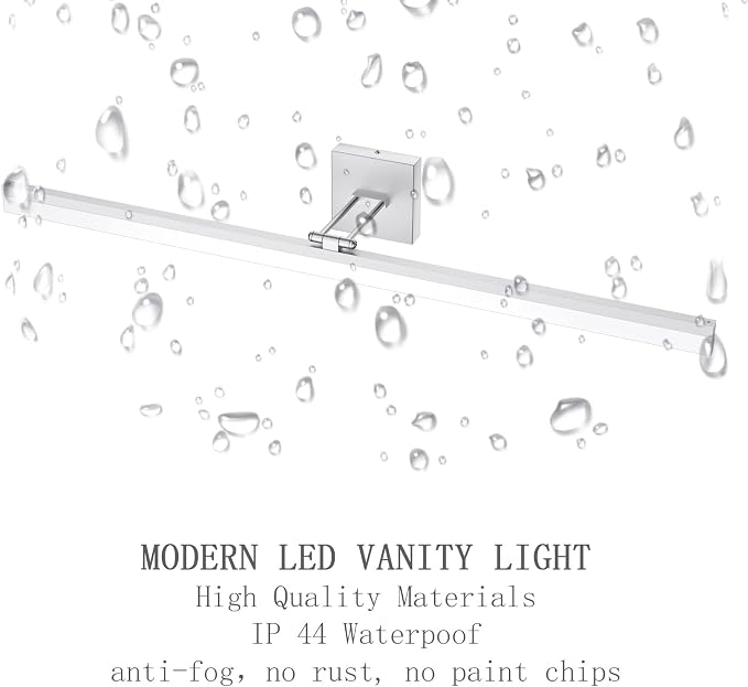 Ralbay 40" Silver Bathroom Vanity Light 24W Adjustable Silver Vanity Lighting Modern LED Bathroom Vanity Light Fixtures Over Mirror (6000K Cool White Light)