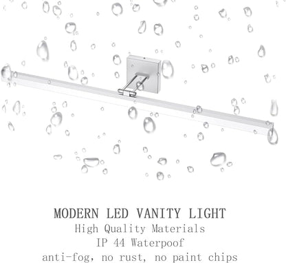 Ralbay 40" Silver Bathroom Vanity Light 24W Adjustable Silver Vanity Lighting Modern LED Bathroom Vanity Light Fixtures Over Mirror (6000K Cool White Light)