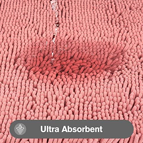Yeaban Chenille Rose Dawn Bathroom Rug 40"x60",Non-Slip Rubber Backing