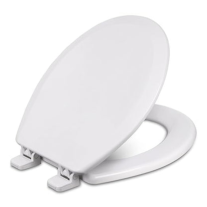 Centoco Round Toilet Seat, Heavy-Duty Wood Core with Plastic Scratch-Resistant Finish, Residential, Made in the USA, 700-301, Crane White (Cotton/Bright)
