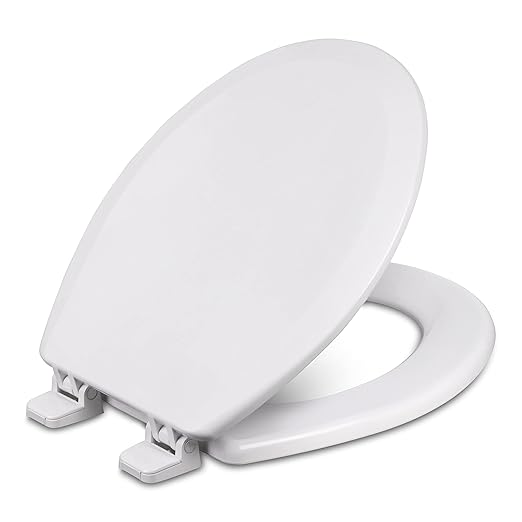 Centoco Round Toilet Seat, Heavy-Duty Wood Core with Plastic Scratch-Resistant Finish, Residential, Made in the USA, 700-301, Crane White (Cotton/Bright)