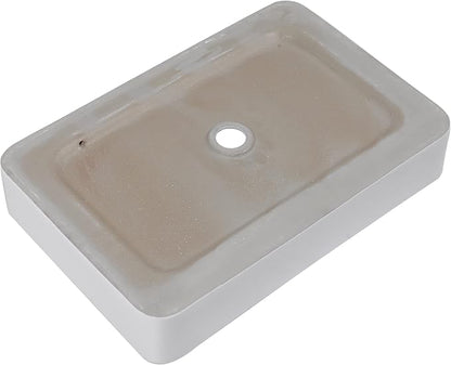 Vessel Sink Bathroom 24”x16” White Rectangle Vanity Sink for Bathroom Modern Ceramic Porcelain Bathroom Sinks above Counter Art Basin