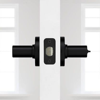 Kwikset Casey Entry Round Door Handle with Lock and Key, Secure Keyed Reversible Lever Exterior, for Front Entrance and Bedrooms, Matte Black, Pick Resistant Smartkey Rekey Security and Microban