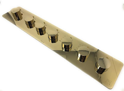 CASCADA 23"x31" LED Shower System with Handheld Shower | Luxurious 6 Functions (Rainfall, Waterfall, Curtain, Misty, Body Jets & Handheld) | 7 Knob Valve (Non Music, Polished Gold)