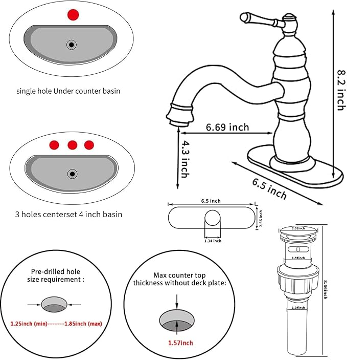 Bathroom Faucet Brushed Nickel GGStudy 360° Swivel Bathroom Vanity Faucet Single Handle One Hole Bathroom Sink Faucet Basin Matching Pop Up Drain with Overflow