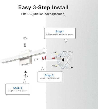 IZORRO Modern Bathroom Vanity Light 24 inch, Rotatable, 16W Dimmable Led Bathroom Light Fixture Over Mirror, Chrome Vanity Light Bar (Cool White 6000K)