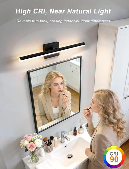 IZORRO Modern Bathroom Vanity Light 32 inch, Rotatable, 24W Dimmable Led Bathroom Light Fixture Over Mirror, Black Vanity Light Bar (5 Color Temperature)