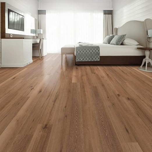 INMOZATA 36 Pack Peel and Stick Floor Tile Waterproof Vinyl Plank Flooring | 54 Sq.Ft, Heat-resistant, Wood Grain Self Adhesive Flooring for DIY Bedroom Living Room Bathroom Kitchen (Smoke Oak)