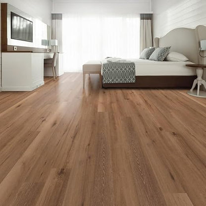 INMOZATA 36 Pack Peel and Stick Floor Tile Waterproof Vinyl Plank Flooring | 54 Sq.Ft, Heat-resistant, Wood Grain Self Adhesive Flooring for DIY Bedroom Living Room Bathroom Kitchen (Smoke Oak)
