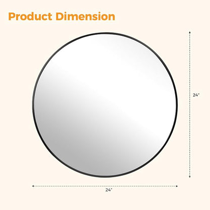 OLIXIS Bathroom Round Mirror for Over Sink, 24 in Wall Circle Mirror, Black | Matte Brushed Metal Framed, Modern Wall Mount Vanity Mirrors for Home Decor, Living Room, Bedroom