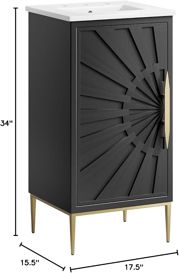 Modway Awaken Bathroom Vanity Cabinet, 18", White Black