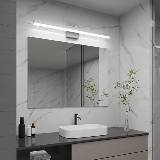 PRESDE Bathroom Light Fixtures Dimmable 40in Silver LED Vanity Light for Bathroom Wall Lighting Fixtures Over Mirror（Cold White 6000K）