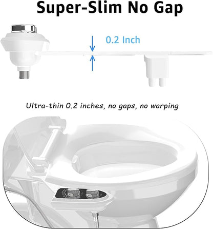 Bidet Toilet Attachment, Toilet Bidet Cold Water No-Electric, 3 Wash Modes Female Wash/Bidet Wash/Self-Cleaning, Super-Slim Design, 2 Years Support, Black