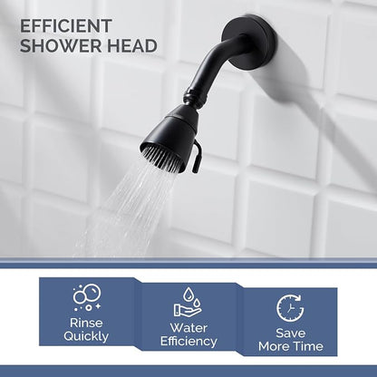 Angle Simple High Flow Shower Spray Head Adjustable, G 1/2, Matte Black | Brass, Swivel High Pressure Shower Head, Adjustable Angle and Water Flow, No Flow Restrictor, Easy to Wash Clean