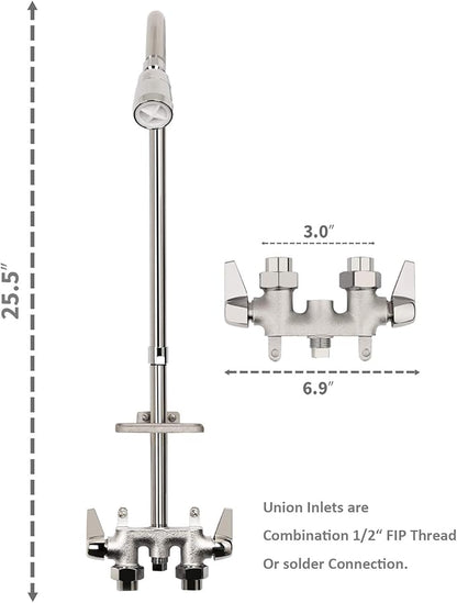 Artiwell Outdoor Shower Fixture System,with Rustproof Riser and Riser Extension, Double Handle Utility Shower Faucet with Showerhead and Soap Dish, Polished Chrome