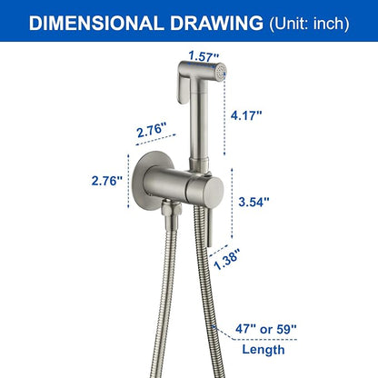 Warm Water Bidet Sprayer for Toilet with Hot and Cold Brass Rough-in Valve, Stainless Steel Round Handheld Bidet Attachment Set for Feminine, Pets and Baby Diaper Wash, Brushed Nickel