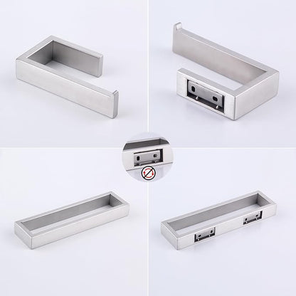 GERZWY Contemporary Stainless Steel Wall Mounted 2-Piece Bathroom Hardware Set - Towel Rings Toilet Paper Holder, Brushed Finish HG1708-2LS