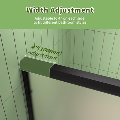 ACE DECOR Double Sliding Shower Door for Bathtub,Frosted&Matte Black Finish | Bypass Shower Doors for Walk-in&Bathtub Use, 6mm Frosted SGCC Tempered Glass, Easy-Clean Nano Coating&Reversible Installation