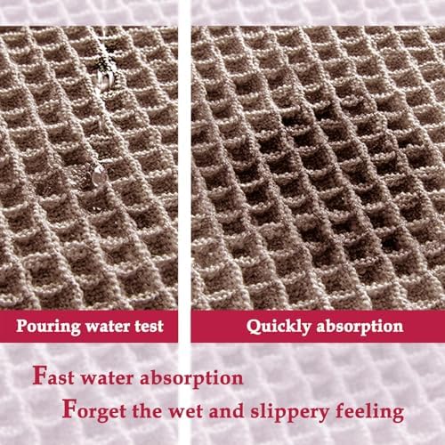 ZALL Tan Waffle Bath Mat,Super Absorbent Non Slip Bathroom Rug,Brown 24x48inch,Machine Washable Ultra Soft Floor Mats