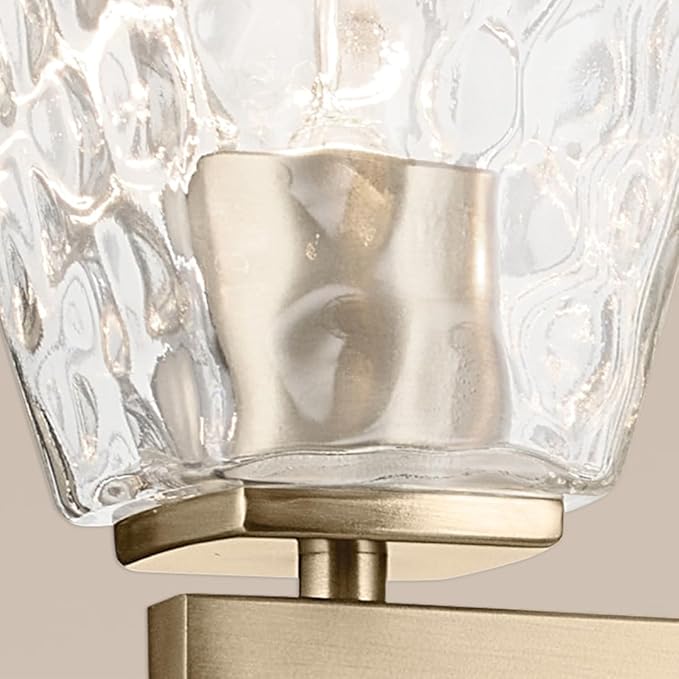 Kichler Marant 33.25" 4-Light Vanity Light with Clear Water Glass in Champagne Bronze, for Bathroom, Powder Room, Over a Mirror, (33.25" W x 9.5" H), 55217CPZWTR