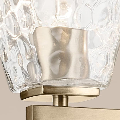 Kichler Marant 33.25" 4-Light Vanity Light with Clear Water Glass in Champagne Bronze, for Bathroom, Powder Room, Over a Mirror, (33.25" W x 9.5" H), 55217CPZWTR