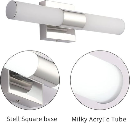 Bathroom Vanity Light Fixture, 16" Inches 8W 6000K Chrome LED Mirror Lights for Bathroom Wall Sconces Bar Lighting