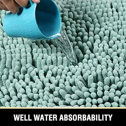 H.VERSAILTEX Bathroom Rugs Bath Mats Non Slip Luxury Chenille Bathroom Runner Rug 47x17 Extra Soft and Absorbent Shaggy Rugs Washable Dry Fast Area Carpet Mats, Tub - Aqua Foam