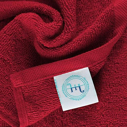 Hearth & Harbor Washcloths 12 Pack - 100% Cotton Washcloth for Body and face, High Absorbent and Soft 13"x13" Body Wash Cloth, Quick Dry - Red Washcloths