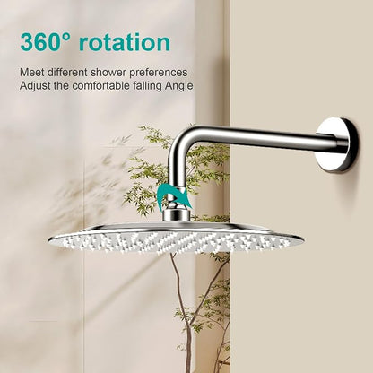 All Metal Rain Shower Head - Heavy Duty Stainless Steel, Easy Install, High Water Flow, Ultra-Thin Modern Design for Bathroom (Chrome, 10)