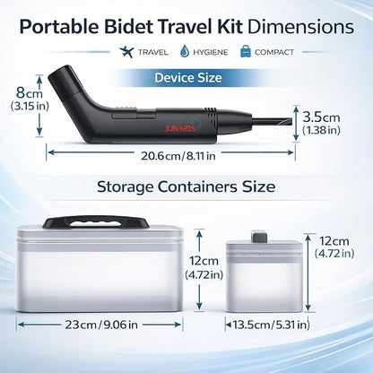 Portable Bidet – USB-C Rechargeable Electric Bidet Sprayer | 2.3L Tank | Up to 80 Uses Per Charge | Camping, Postpartum & Travel Hygiene | Stay Fresh Where Ever Life Takes You With JUNARIS Bidet