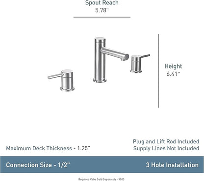 Moen Align Brushed Gold Two-Handle Three-Hole Modern Widespread Bathroom Faucet Trim Kit, Valve Required, T6193BG