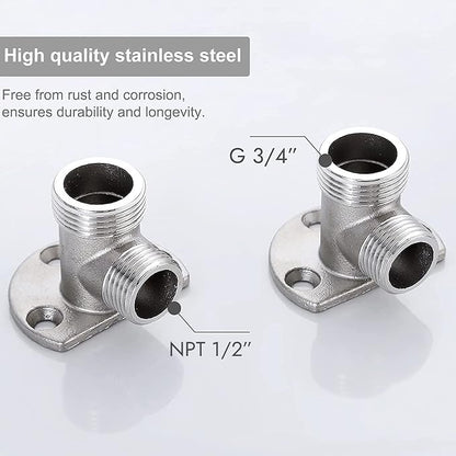 Installation Kit Surface Mount NPT 1/2 Male by G 3/4 Male Brushed Nickel | for Outdoor Exposed Wall Mount Bathroom Faucet Outdoor Shower System Thermostatic Bar Mixer Valve Convert in-Wall