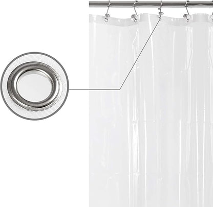 BAROSSA Design XLong Shower Curtain Liner with 96 inches Height - 6 Bottom Magnets, Waterproof PEVA, PVC Free, Metal Grommets, Clear, 72x96