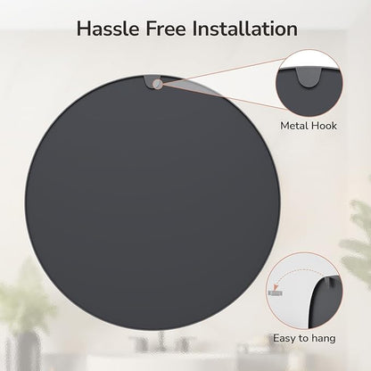USHOWER Bathroom Mirrors for Over Sink, 36 Inch Circle Mirror with Metal Frame, Black Wall Mirror for Vanity, Entryway, Living Room, Hallway and Bedroom Decor