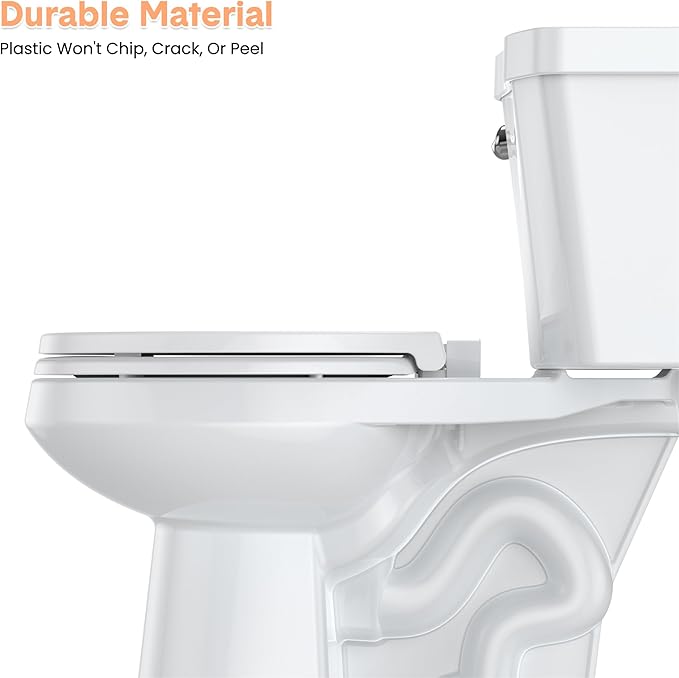 17" Round Toilet Seat with Built-In Toddler Seat, Quiet-Close Potty Training Seat with Quick-Release & Grip-Tight Bumpers, Quick-Attach Hardware, White Family Toilet Seat