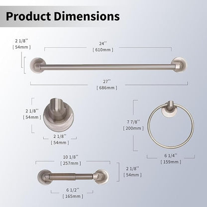 Formosa Design Hardware 4-Piece Bathroom Accessories Set (Brushed Nickel)