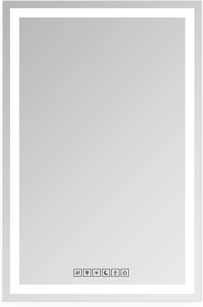 30x60 Inch Rectangular LED Bathroom Mirror with Lights Front and Backlit, 3 Color Modes, Touch Dimmer, Anti-Fog - Wall Mounted Vanity Mirror for Bathroom, Bedroom - Fab Glass and Mirror