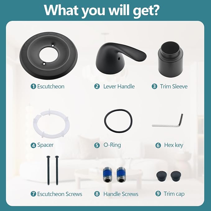 Shower Trim Kit Compatible with Delta 13/14 Series, Shower Cover Plate with Handle, Matte Black(Valve& Catridge Not Inclued)
