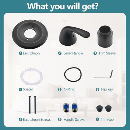 Shower Trim Kit Compatible with Delta 13/14 Series, Shower Cover Plate with Handle, Matte Black(Valve& Catridge Not Inclued)