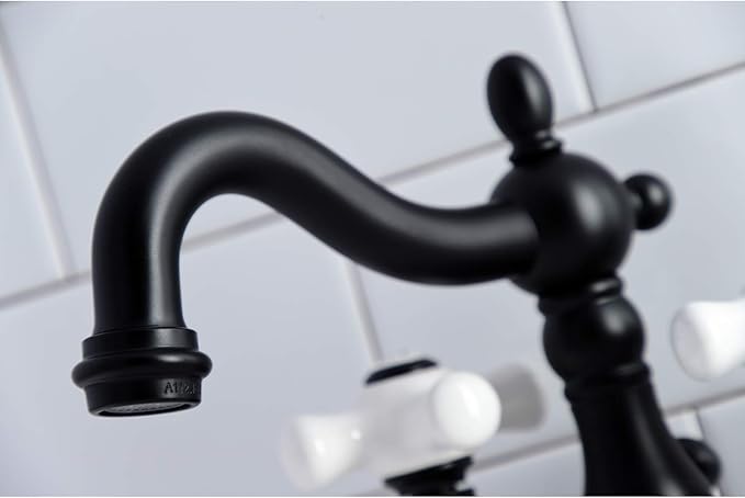 Kingston Brass KB1600PX Heritage 4 in. Centerset Bathroom Faucet, Matte Black