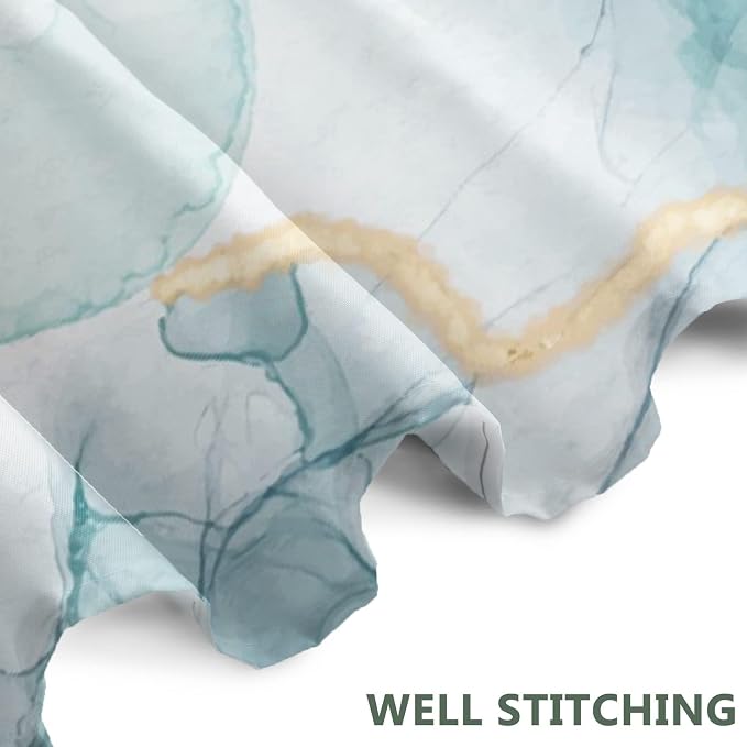 AWERT Teal Marble Shower Curtain for Bathroom Waterproof Quick-Drying Modern Abstract Shower Curtain Set with Hooks 72x78 Inch