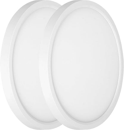 9 Inch Ceiling Light Fixtures, Dimmable 2700K/3000K/3500K/4000K/5000K Selectable LED Round Flat Panel Light, 18W, 2000LM Ceiling Fixture for Office, Lounge, 9 Inch 2Pack White
