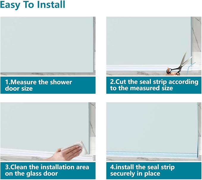 Shower Door Seal Strip Kits Set of 3 Polycarbonate Include 2 PCS 76" Side Seals and 1 PCS 36" Bottom Seal for 3/8"(10mm) Thick Glass
