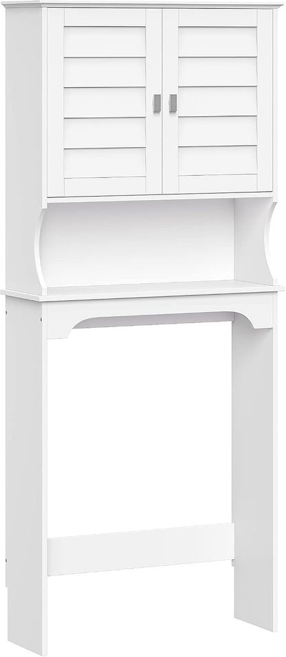 RiverRidge Brookfield Over the Toilet Spacesaver Medicine Cabinet, White | Bathroom Storage, Adjustable Shelves, Plantation-Style Shutter Doors, Rectangular Handles, Linen Storage Cabinet Organizer
