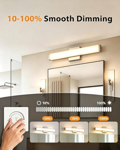 16" LED Bathroom Vanity Light, 10W 5CCT Dimmable, Brushed Nickel | Wall Bar Light, Rust & Moisture Resistant, Dimmable 2700K-5000K, Energy-saving, moisture-proof, Dresser Bathroom over Mirror