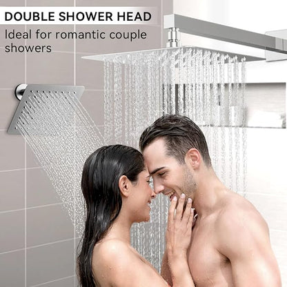 Shower System Shower Faucet Set, STARBATH 12"+6" Wall Mount Rain Shower Head and Handheld Spray for Two Person, Rainfall Shower System with Diverter Valve and Trim Kit Complete,Chrome