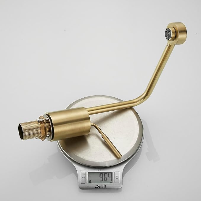Gold Brushed Bathroom Sink Faucet One Hole Bathroom Faucet - 360 Degree Modern Vanity Basin Faucet with Water Supply Hoses Deck Mount
