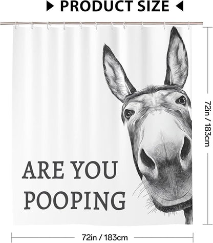 Funny Donkey Shower Curtain - Waterproof Fabric Shower Curtain Set for Bathroom Decor - are You Pooping Shower Curtain