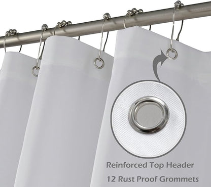 N&Y HOME 108 inch Extra Long Shower Curtain or Liner, Hotel Quality, Washable Fabric, White Bathroom Curtains with Grommets, 72x108