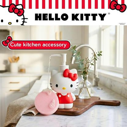 Hello Kitty Soap/Lotion/Hand Sanitizer Resin Pump Dispenser, 10.36 Ounces, Bathroom Decor, (Officially Licensed Product) by Franco